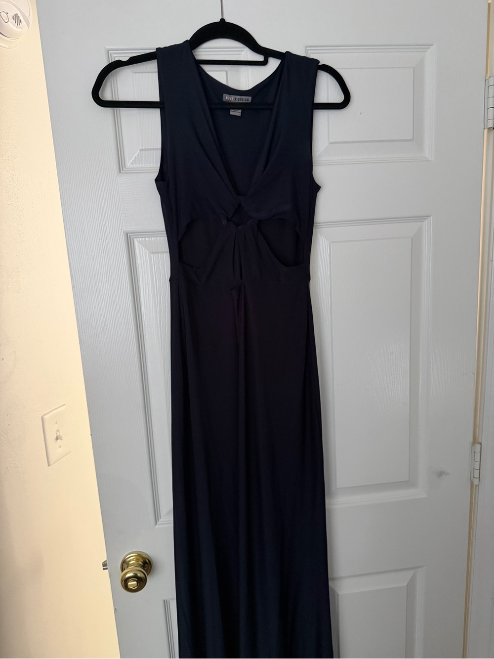 BCX Midnight Navy Sleeveless Maxi with Front Cutouts